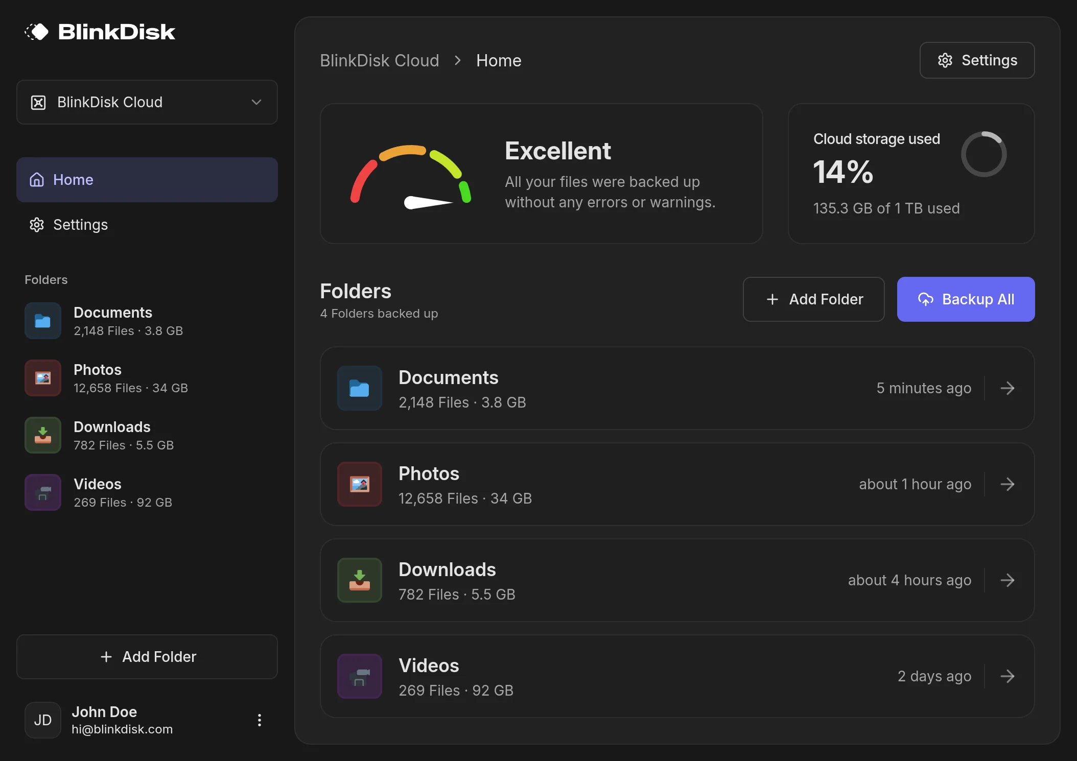 Screenshot of the BlinkDisk desktop app